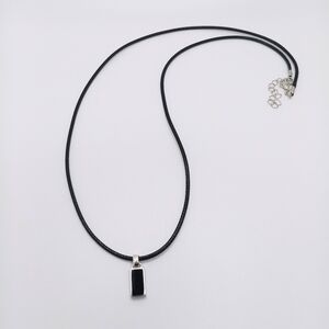 Sterling Silver Black Onyx Very Petite Pendant Cord Necklace